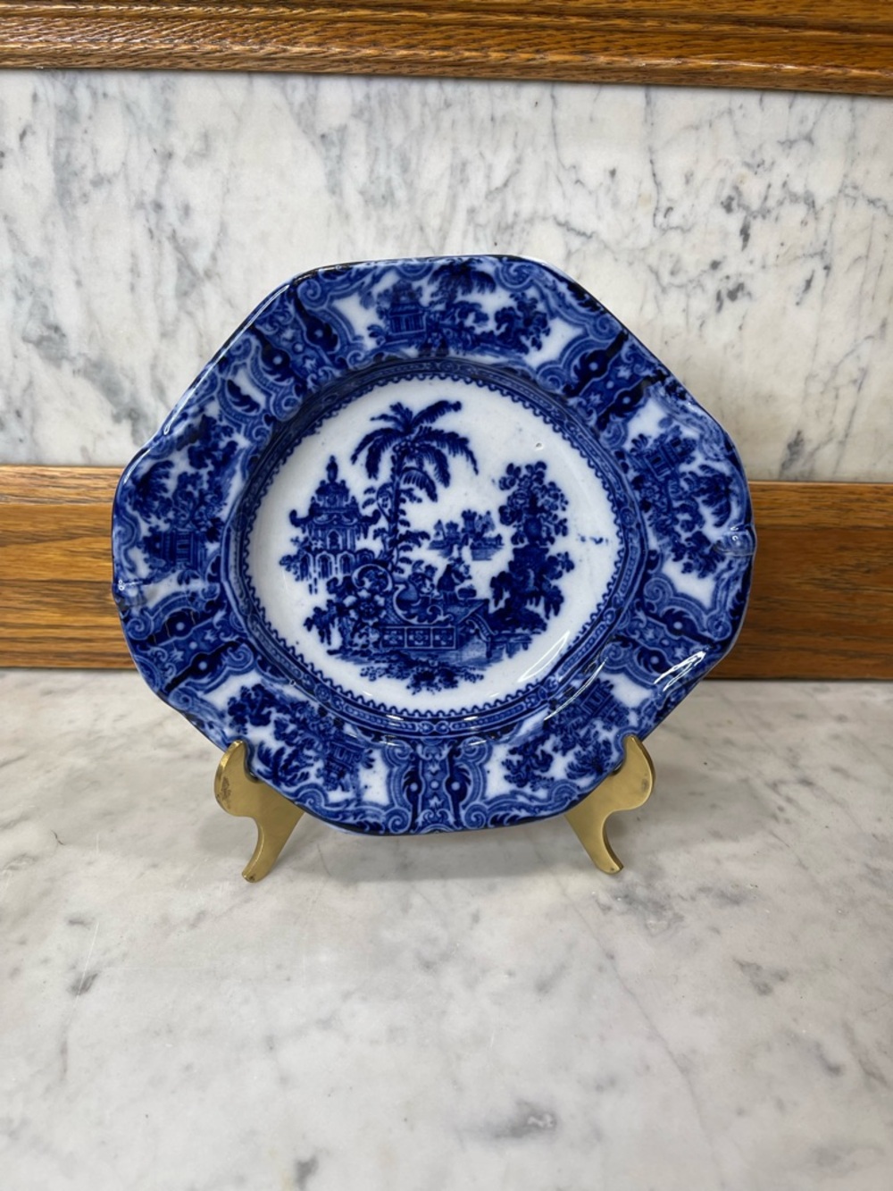 Antique 1891 Flow Flow Blue Kyber Ironstone Plate W Adams & Company
